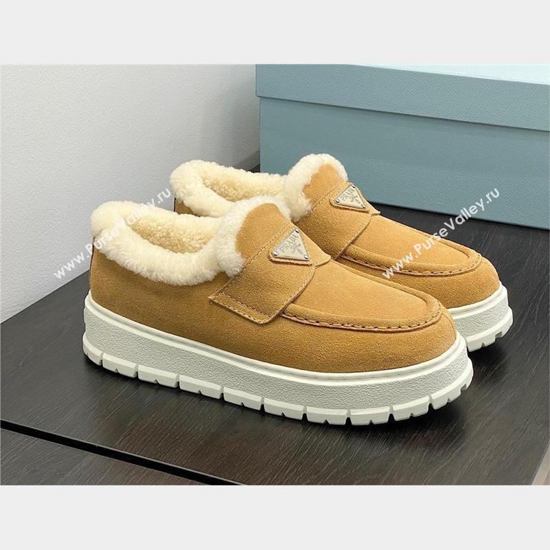 Prada Suede loafer booties 1D245N ecru 2023 (kaola-231009-01)