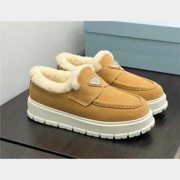 Prada Suede loafer booties 1D245N ecru 2023 (kaola-231009-01)