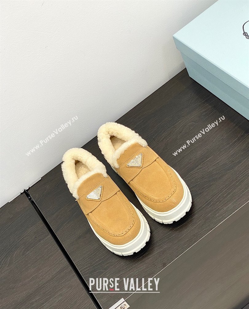 Prada Suede loafer booties 1D245N ecru 2023 (kaola-231009-01)