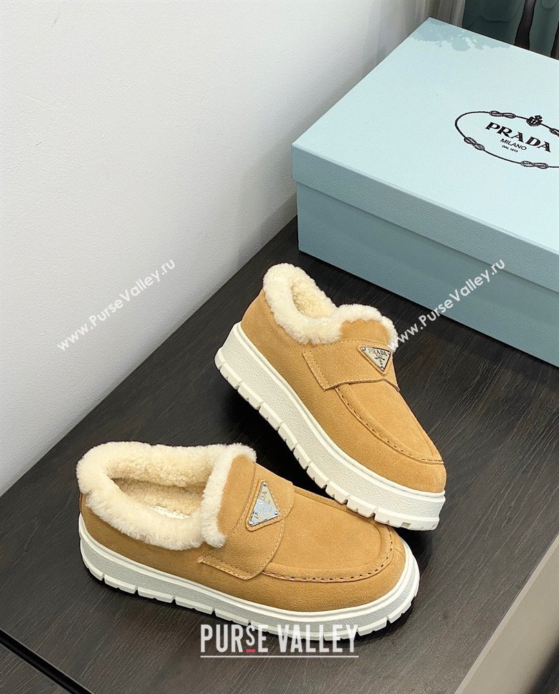 Prada Suede loafer booties 1D245N ecru 2023 (kaola-231009-01)