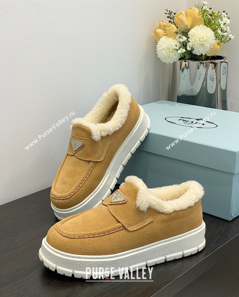 Prada Suede loafer booties 1D245N ecru 2023 (kaola-231009-01)