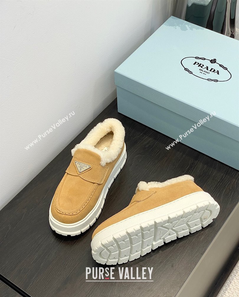 Prada Suede loafer booties 1D245N ecru 2023 (kaola-231009-01)