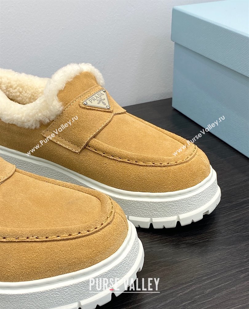 Prada Suede loafer booties 1D245N ecru 2023 (kaola-231009-01)