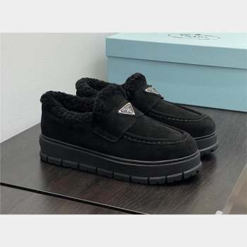 Prada Suede loafer booties 1D245N black 2023 (kaola-231009-02)