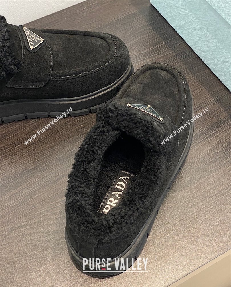 Prada Suede loafer booties 1D245N black 2023 (kaola-231009-02)
