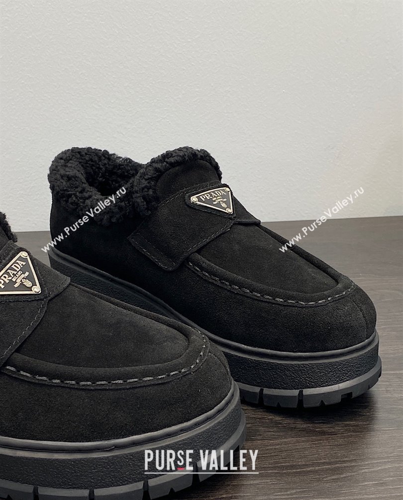 Prada Suede loafer booties 1D245N black 2023 (kaola-231009-02)