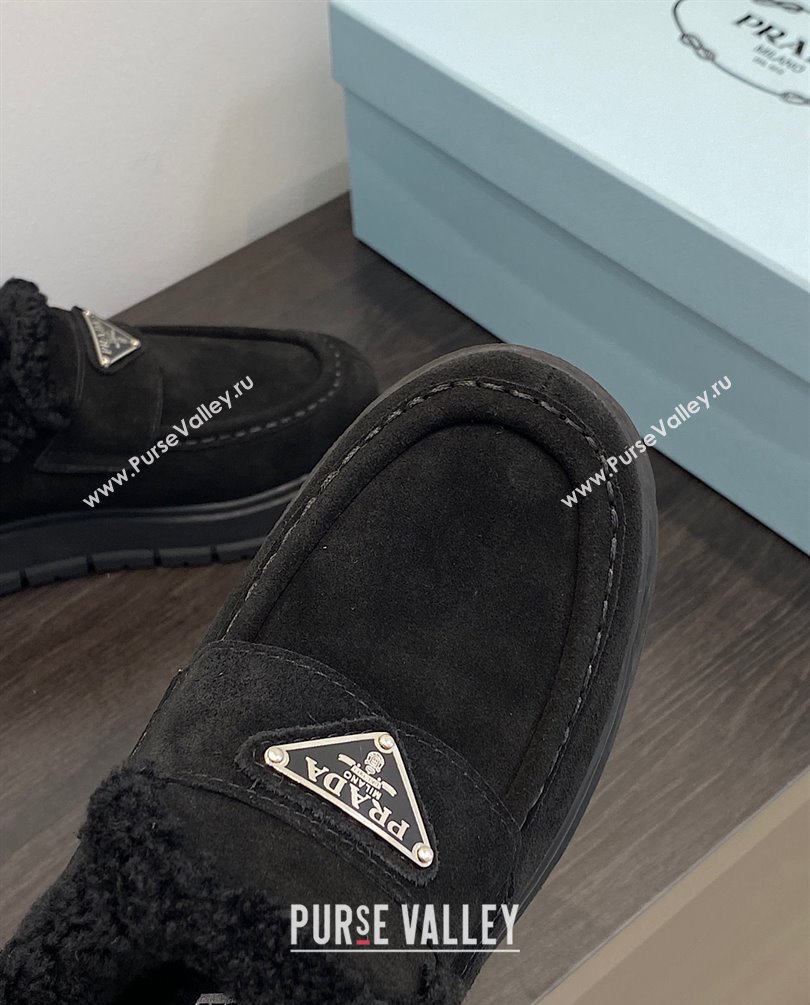 Prada Suede loafer booties 1D245N black 2023 (kaola-231009-02)