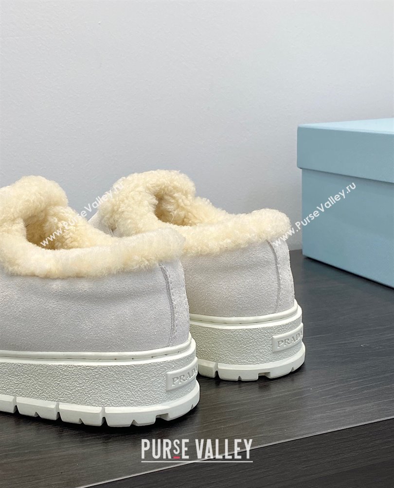 Prada Suede loafer booties 1D245N white 2023 (kaola-231009-03)