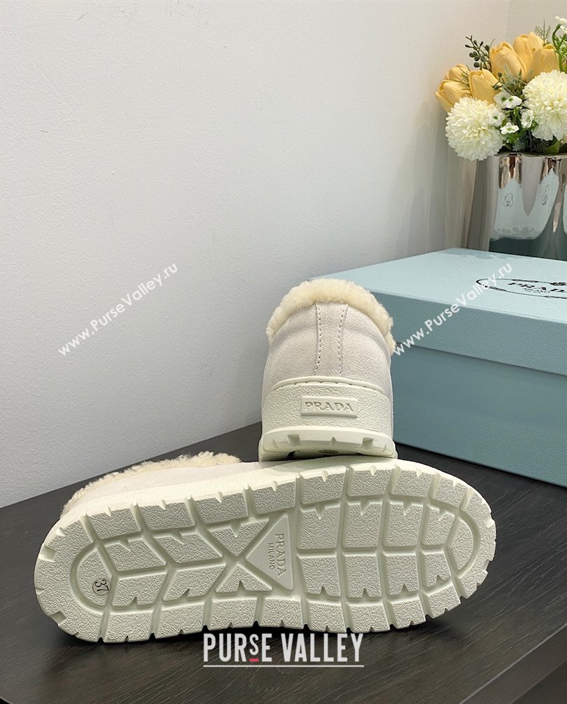 Prada Suede loafer booties 1D245N white 2023 (kaola-231009-03)