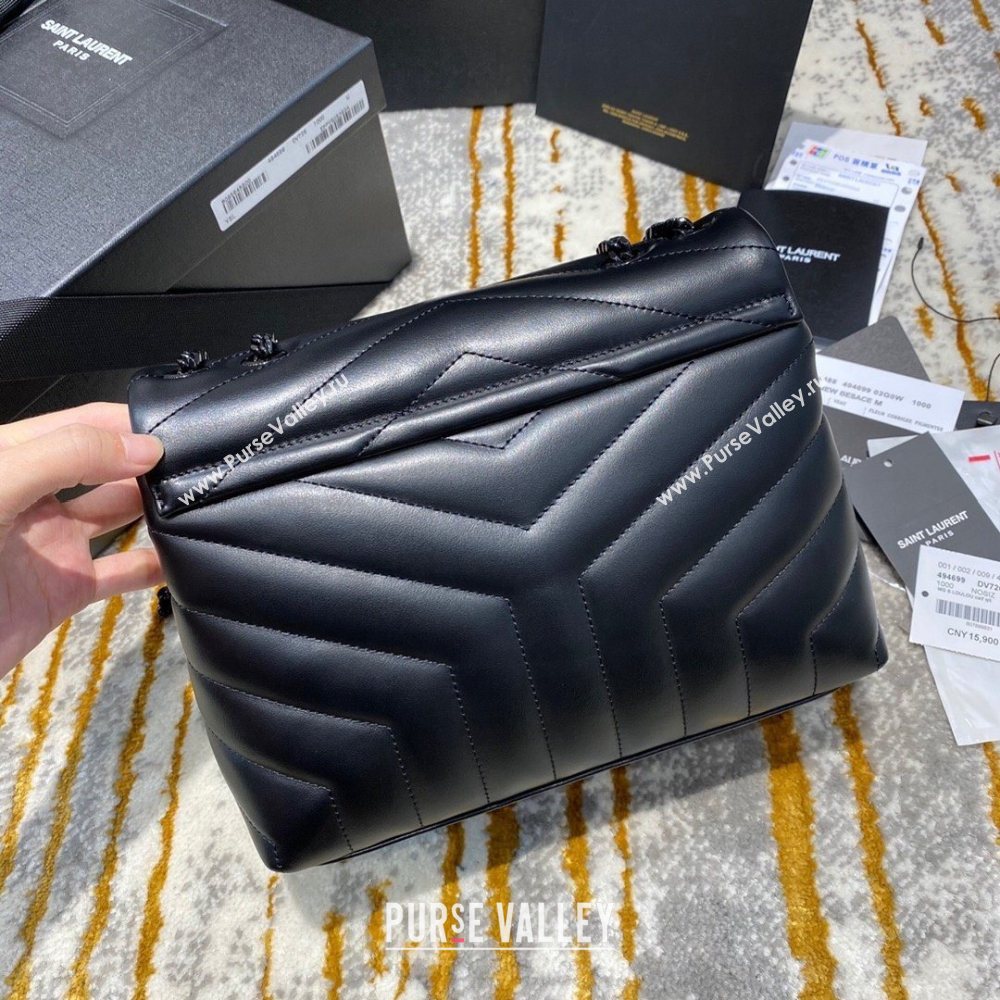 SAINT LAURENT MINI LOULOU PUFFER TOY BAG IN QUILTED WRINKLED MATTE LEATHER SO BLACK (JUNDU-201102-1)