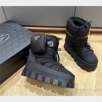 Prada Nylon gabardine après-ski boots with pouch black 1U005N 2023 (kaola-231010-05)
