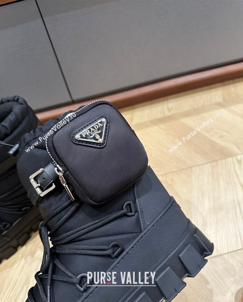 Prada Nylon gabardine après-ski boots with pouch black 1U005N 2023 (kaola-231010-05)