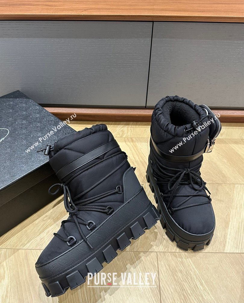 Prada Nylon gabardine après-ski boots with pouch black 1U005N 2023 (kaola-231010-05)
