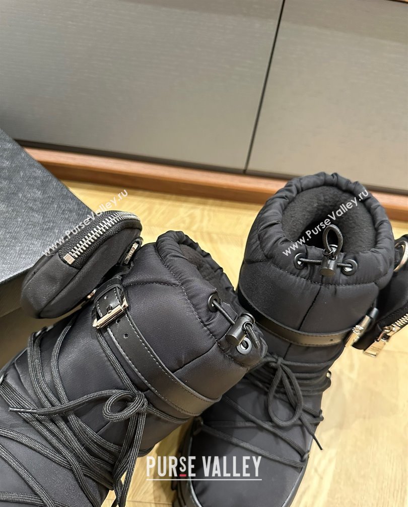 Prada Nylon gabardine après-ski boots with pouch black 1U005N 2023 (kaola-231010-05)