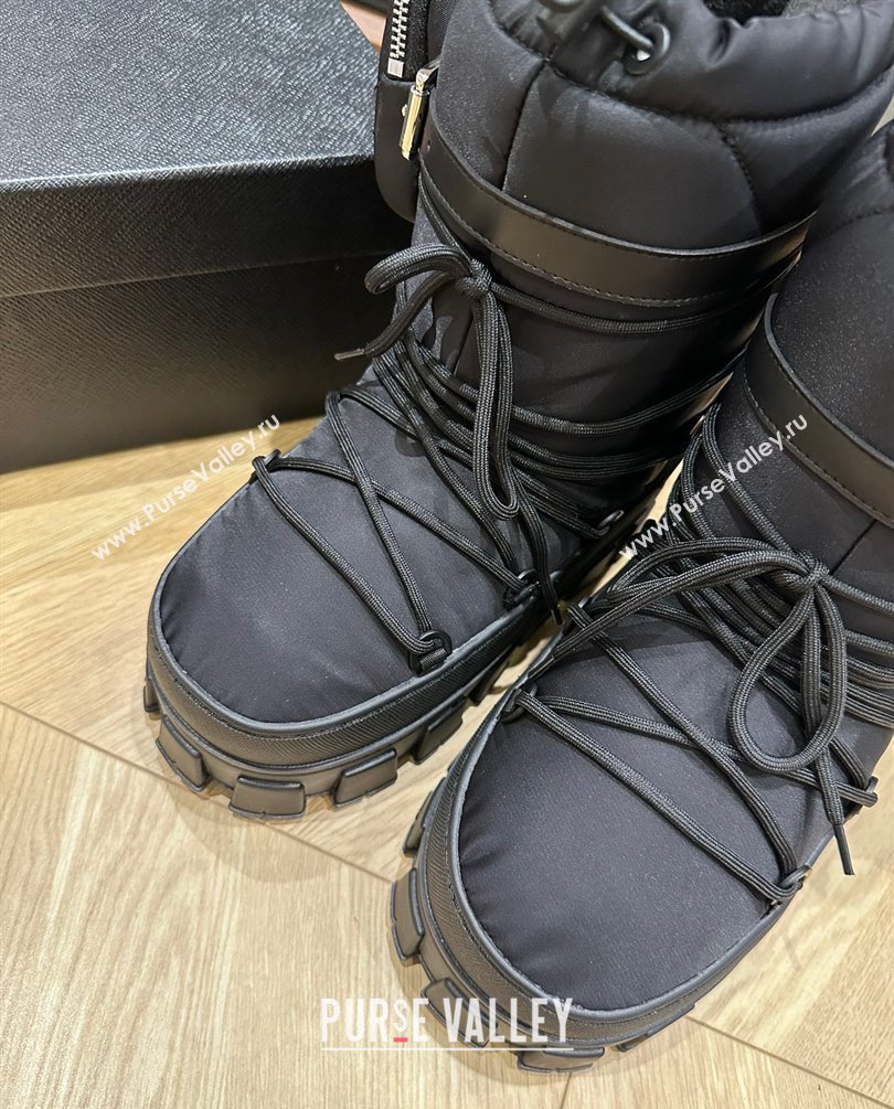 Prada Nylon gabardine après-ski boots with pouch black 1U005N 2023 (kaola-231010-05)