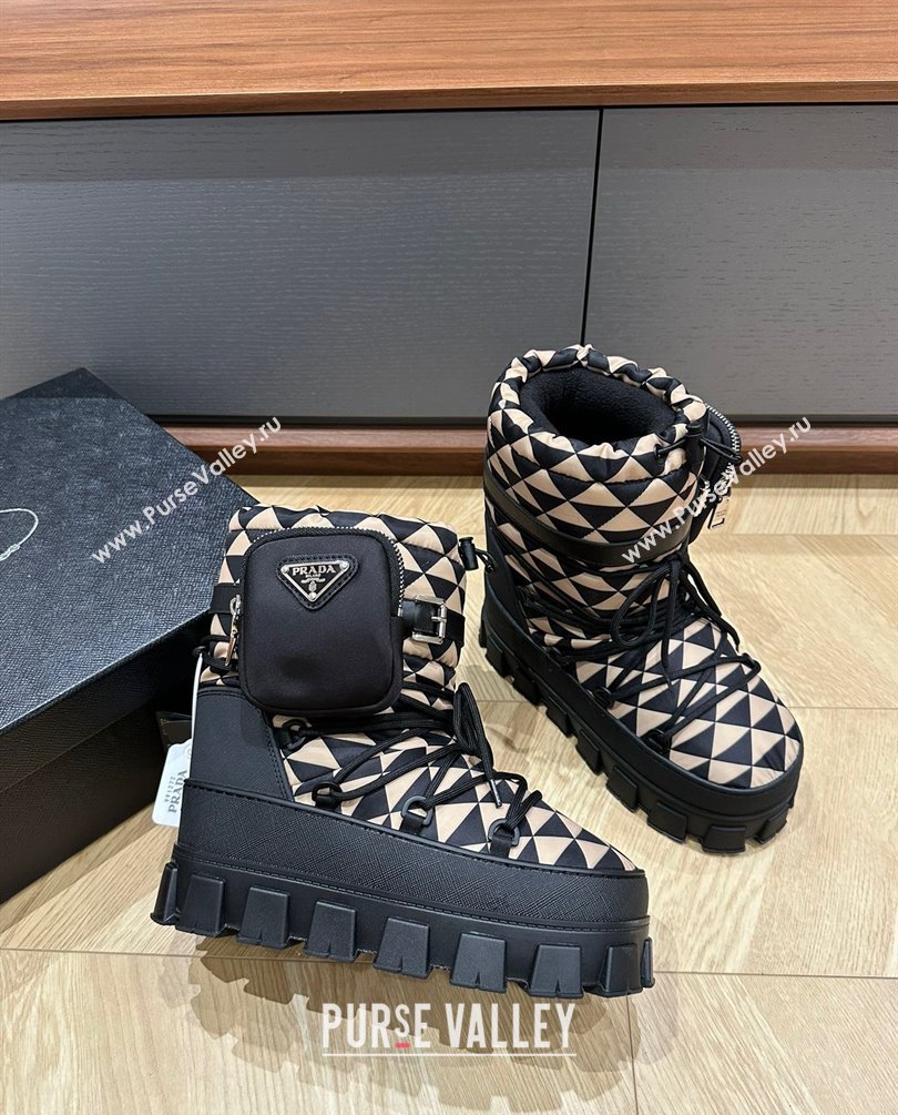 Prada Nylon gabardine après-ski boots with pouch apricot 1U005N 2023 (kaola-231010-06)