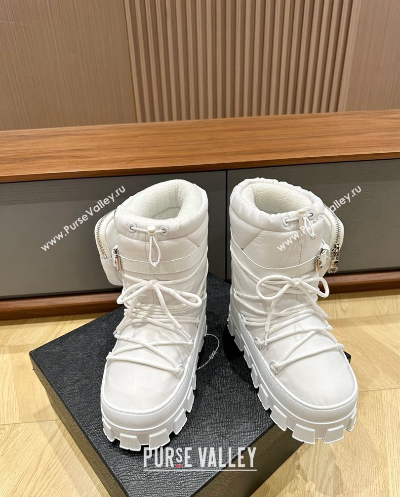 Prada Nylon gabardine après-ski boots with pouch white 1U005N 2023 (kaola-231010-04)