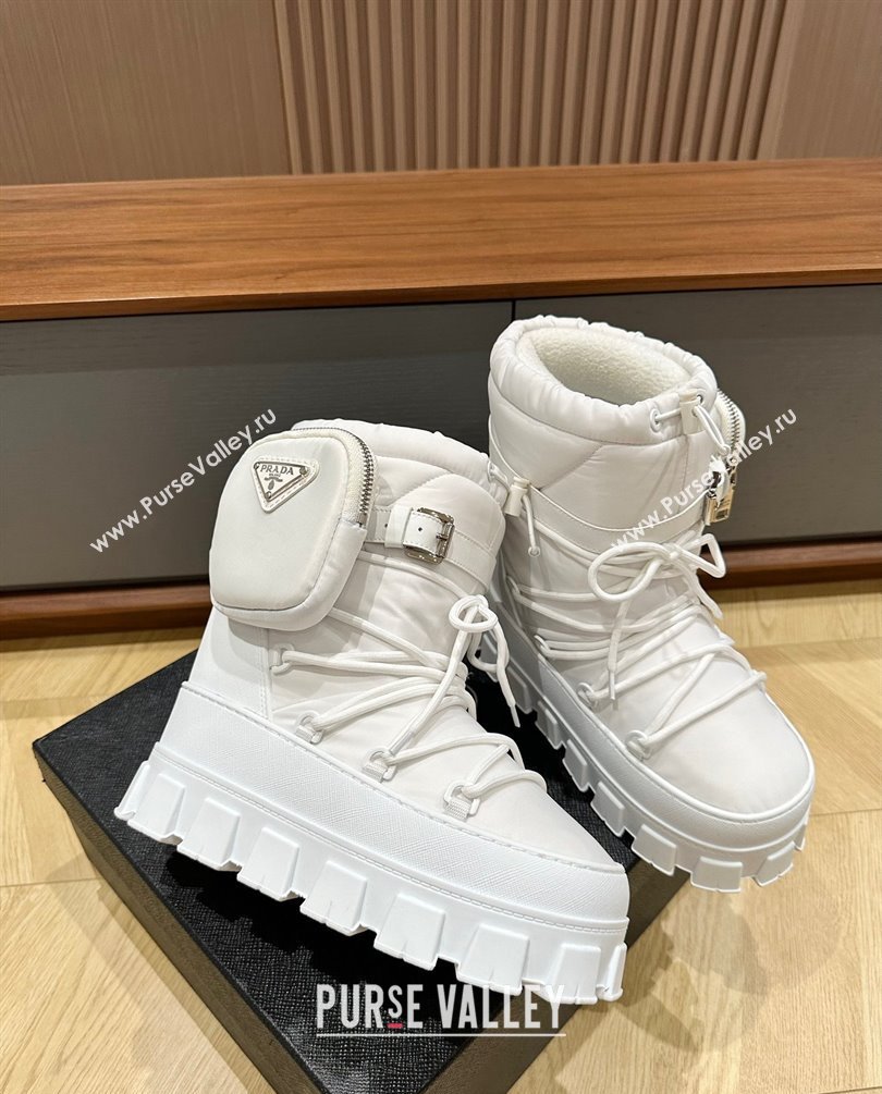 Prada Nylon gabardine après-ski boots with pouch white 1U005N 2023 (kaola-231010-04)