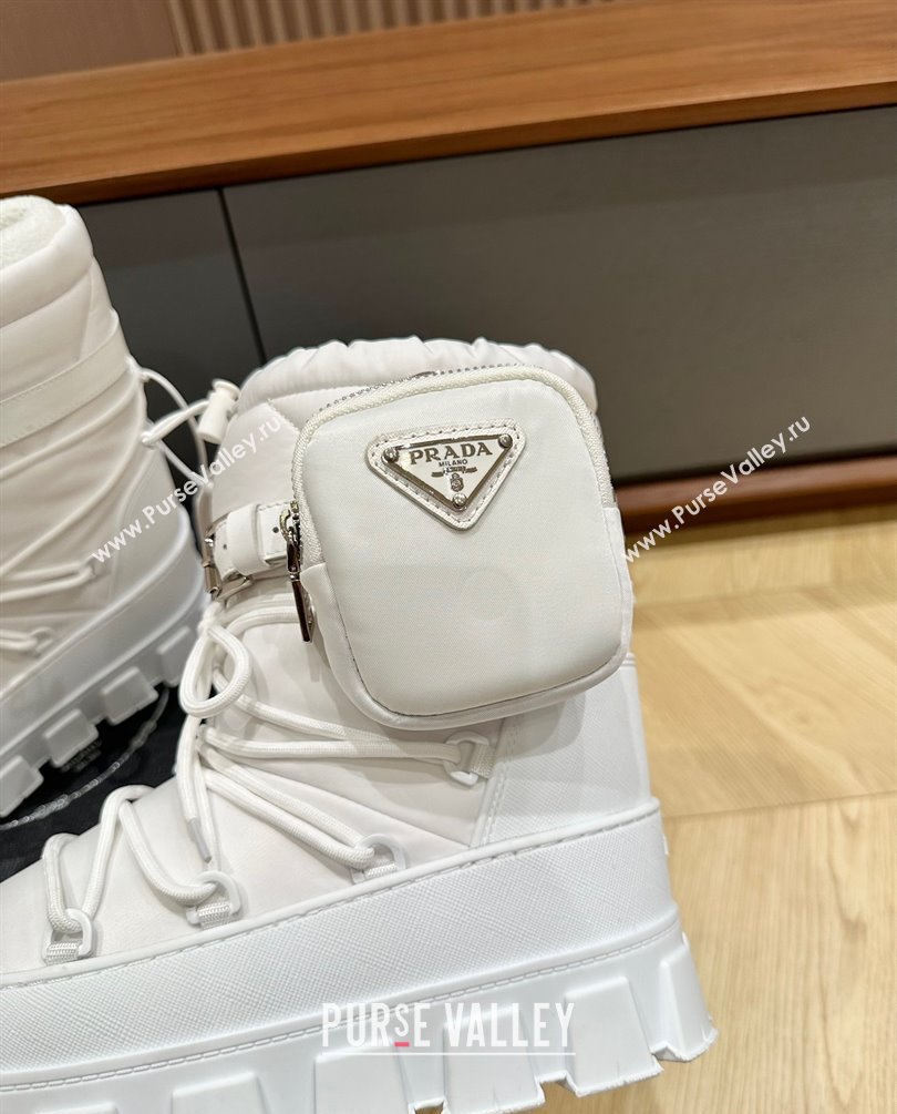 Prada Nylon gabardine après-ski boots with pouch white 1U005N 2023 (kaola-231010-04)