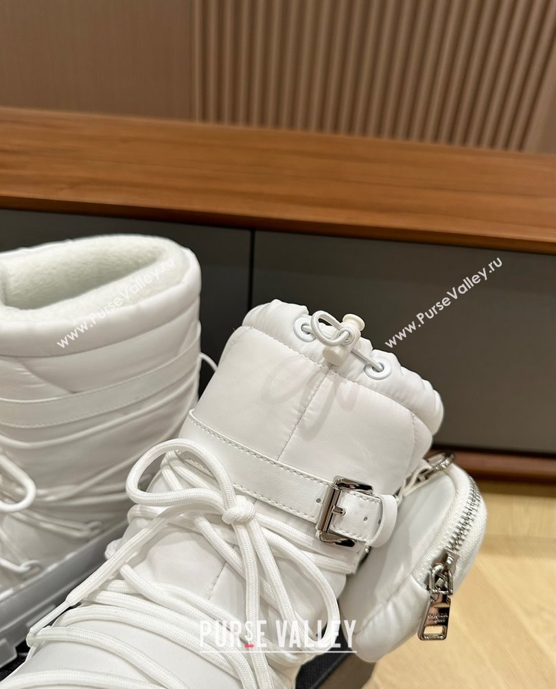 Prada Nylon gabardine après-ski boots with pouch white 1U005N 2023 (kaola-231010-04)