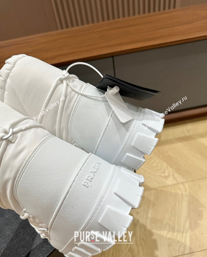 Prada Nylon gabardine après-ski boots with pouch white 1U005N 2023 (kaola-231010-04)
