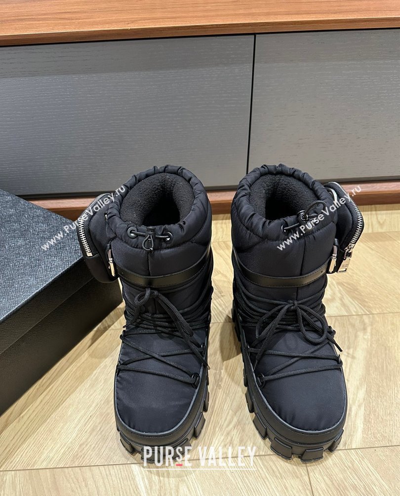 Prada Nylon gabardine après-ski boots with pouch black 1U005N 2023 (kaola-231010-05)