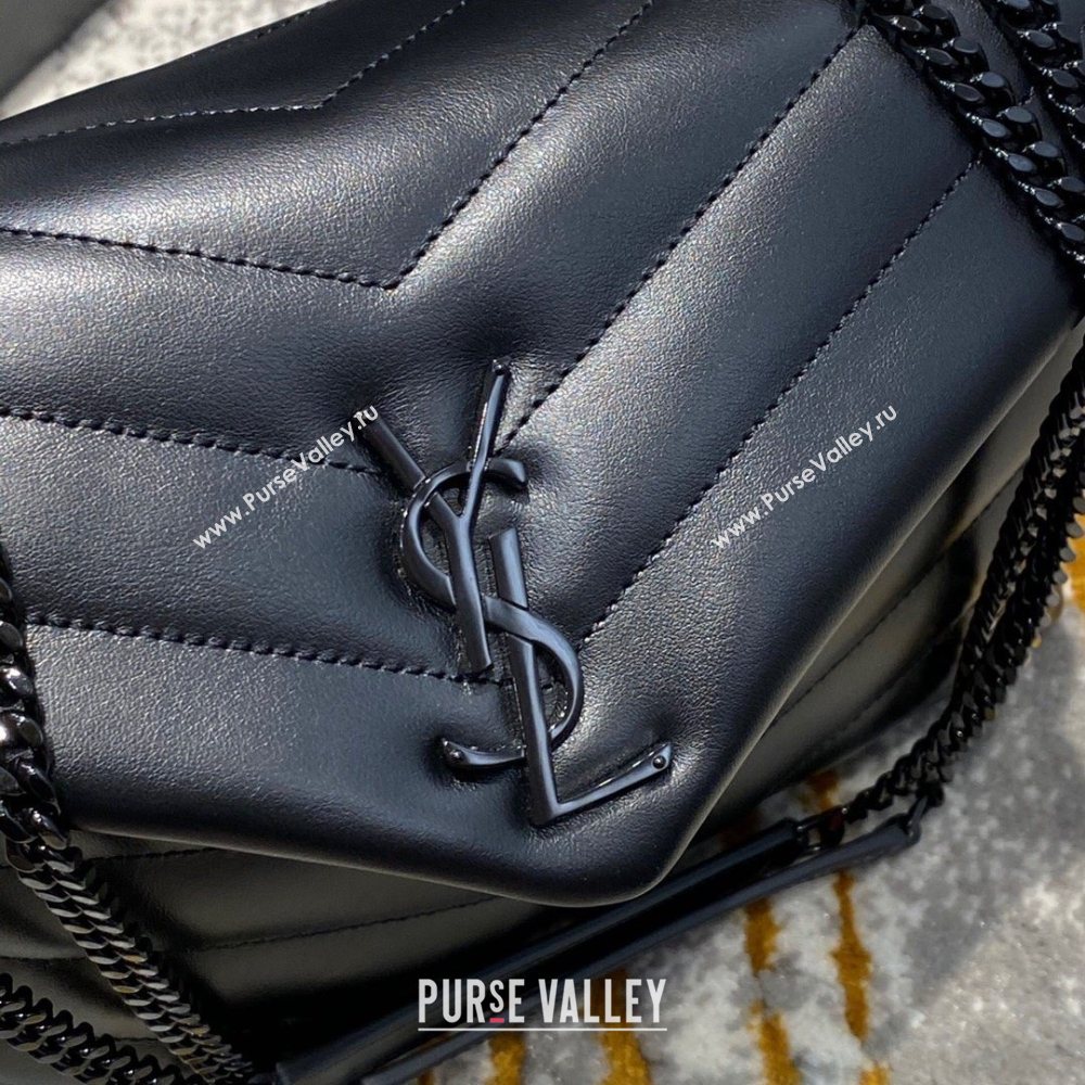 SAINT LAURENT MINI LOULOU PUFFER TOY BAG IN QUILTED WRINKLED MATTE LEATHER SO BLACK (JUNDU-201102-1)