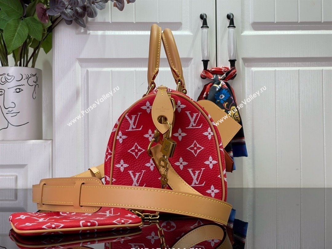 louis vuitton Speedy Bandoulière 25 bag red M24425 2024 (kiki-240123-01)