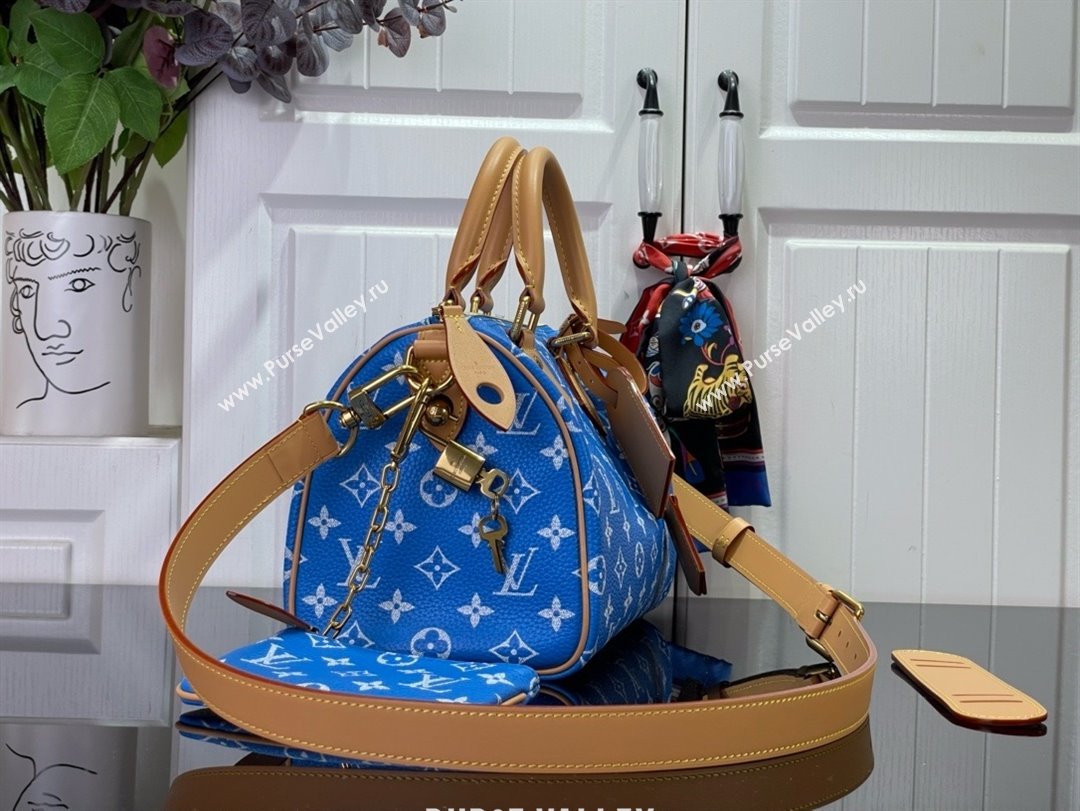 louis vuitton Speedy Bandoulière 25 bag BLUE M24424 2024 (kiki-240123-03)