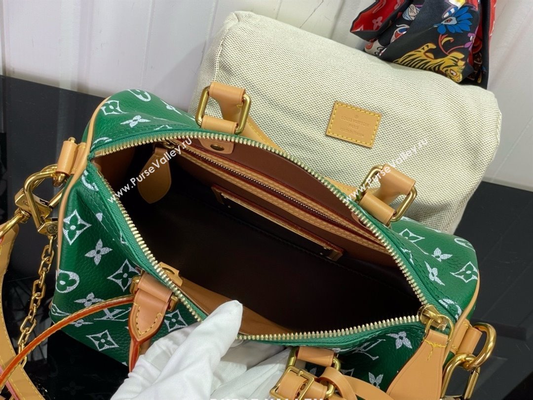 louis vuitton Speedy Bandoulière 25 bag GREEN M24423 2024 (kiki-240123-05)