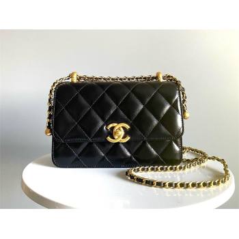 chanel black Shiny Calfskin Gold-Tone Metal MINI FLAP BAG 2024 (YUNDING-240124-01)
