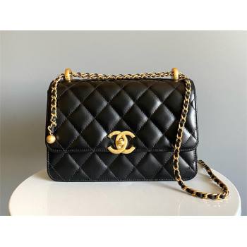 chanel black Shiny Calfskin Gold-Tone Metal SMALL FLAP BAG 2024 (YUNDING-240124-02)
