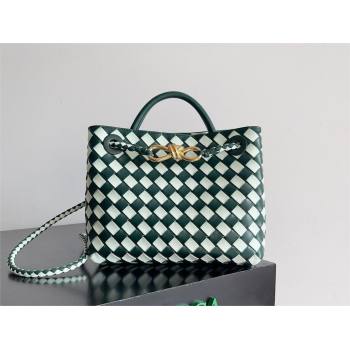 Bottega Veneta Intrecciato leather Small Andiamo top handle Bag Emerald green / Glacier 2024 (MISU-240123-02)