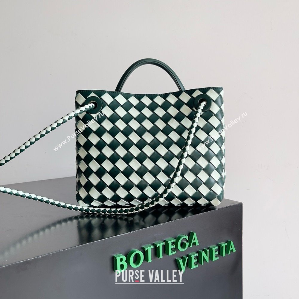 Bottega Veneta Intrecciato leather Small Andiamo top handle Bag Emerald green / Glacier 2024 (MISU-240123-02)