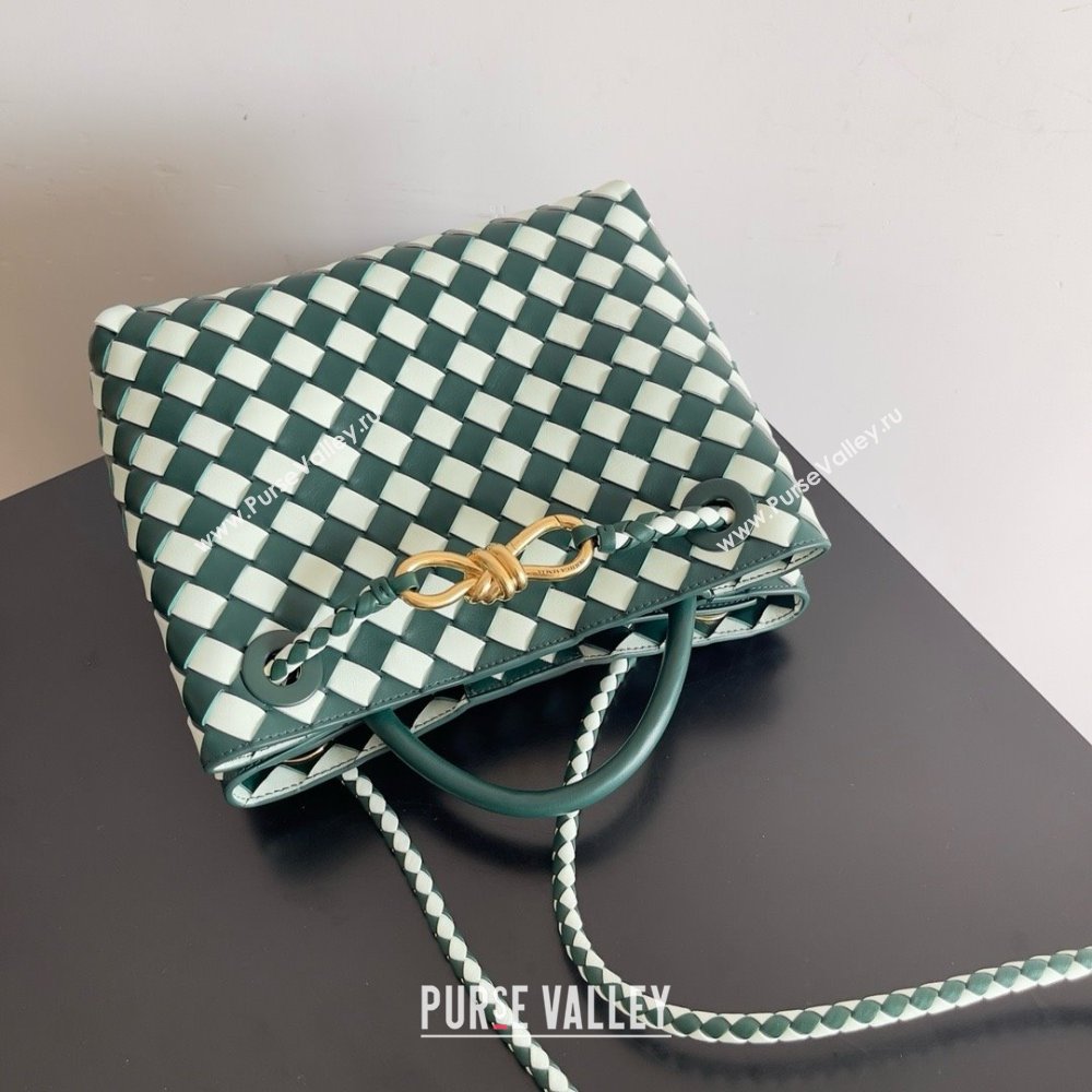 Bottega Veneta Intrecciato leather Small Andiamo top handle Bag Emerald green / Glacier 2024 (MISU-240123-02)