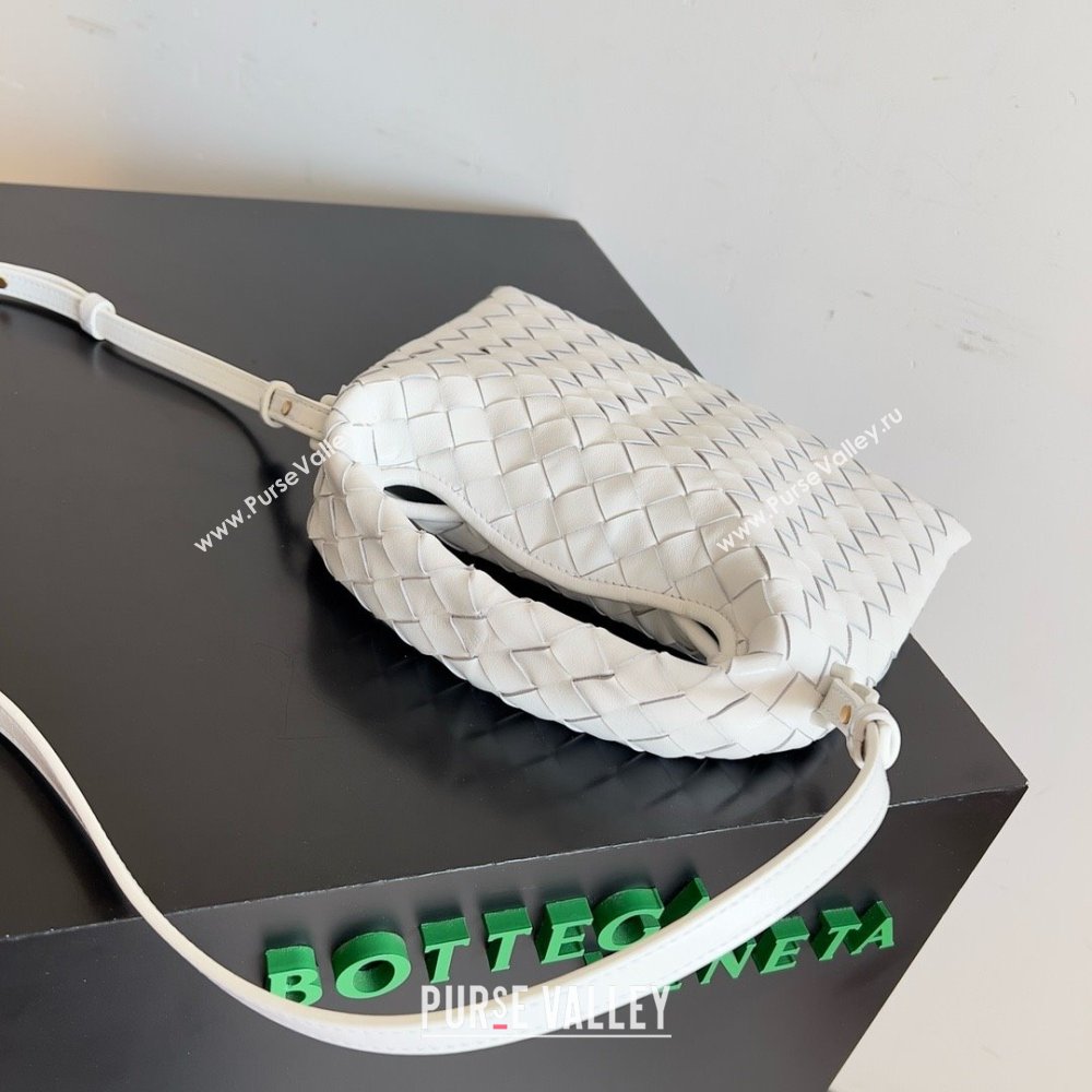 Bottega Veneta Mini Hop Intrecciato leather cross-body Bag with detachable strap WHITE 2024 (MISU-240123-04)