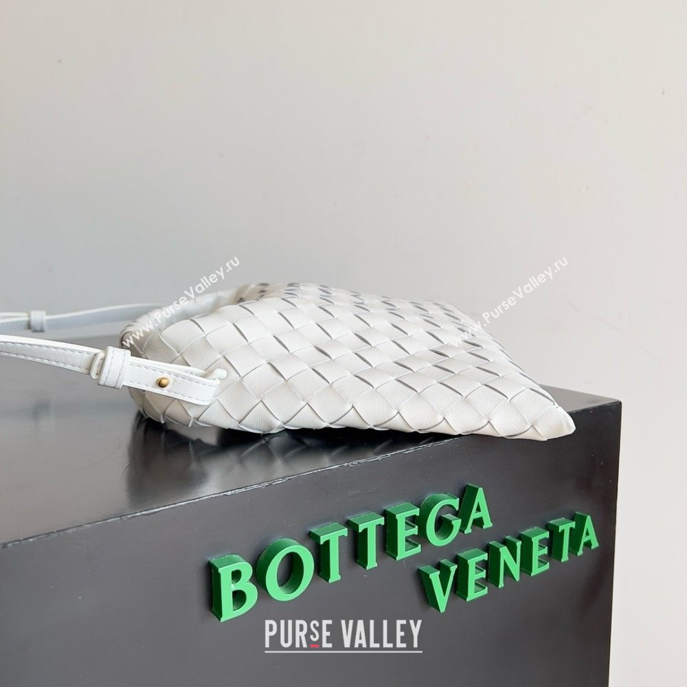 Bottega Veneta Mini Hop Intrecciato leather cross-body Bag with detachable strap WHITE 2024 (MISU-240123-04)