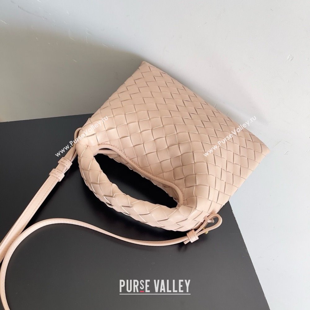 Bottega Veneta Mini Hop Intrecciato leather cross-body Bag with detachable strap pink 2024 (MISU-240123-03)