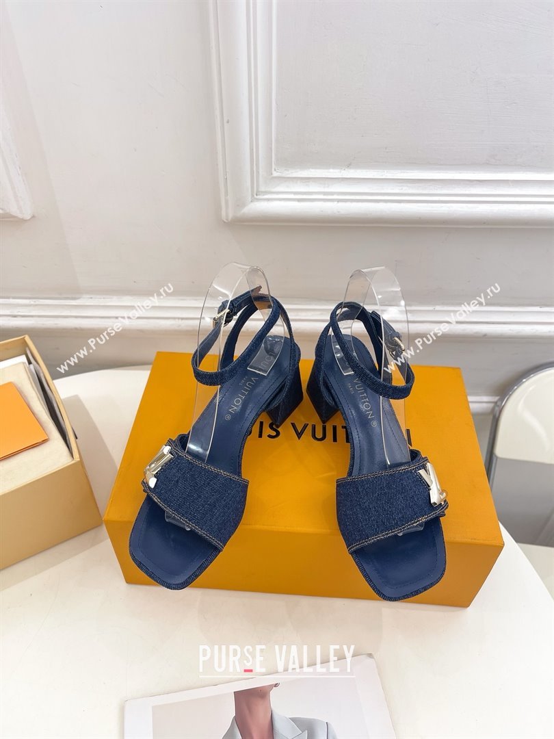 Louis Vuitton Heel 5.5cm blue denim Shake Sandal 1ACHYY 2024 (modeng-240417-01)