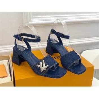 Louis Vuitton Heel 5.5cm blue denim Shake Sandal 1ACHYY 2024 (modeng-240417-01)