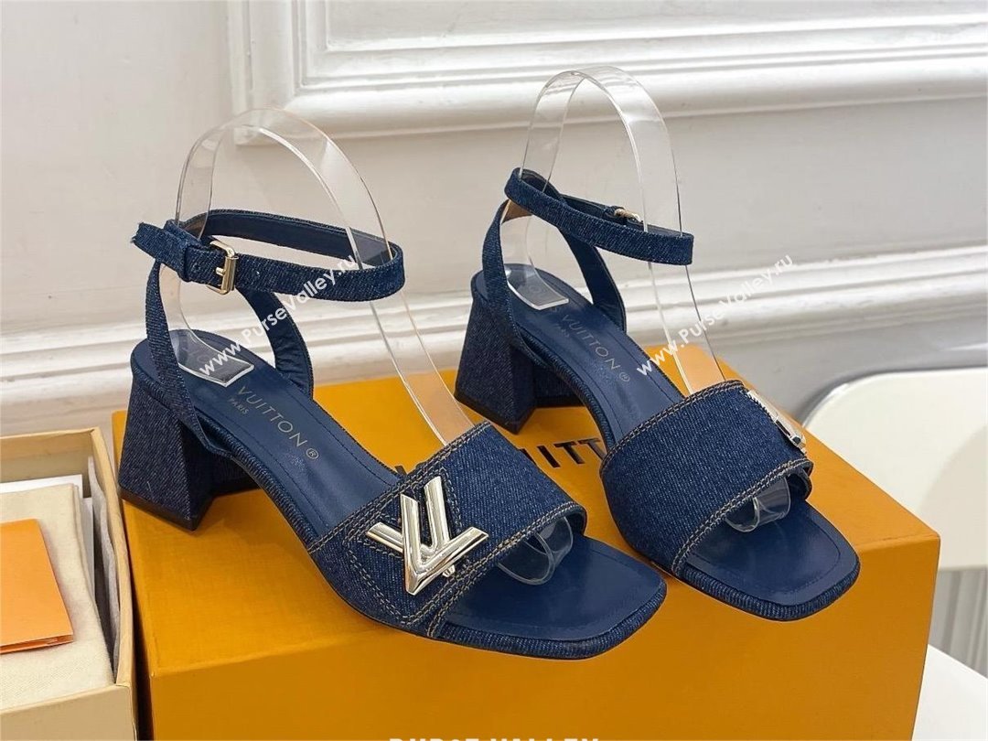 Louis Vuitton Heel 5.5cm blue denim Shake Sandal 1ACHYY 2024 (modeng-240417-01)