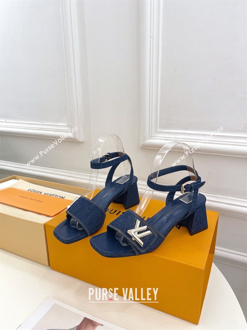 Louis Vuitton Heel 5.5cm blue denim Shake Sandal 1ACHYY 2024 (modeng-240417-01)