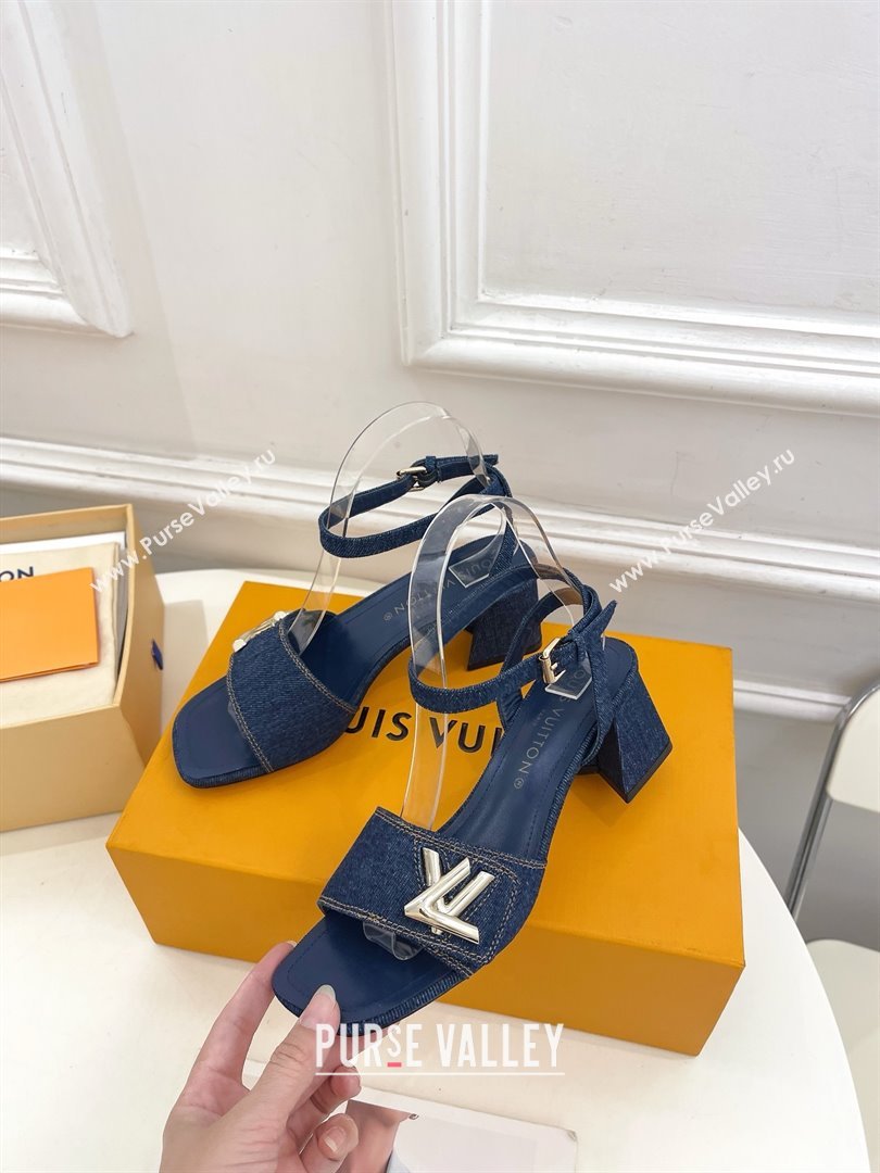 Louis Vuitton Heel 5.5cm blue denim Shake Sandal 1ACHYY 2024 (modeng-240417-01)