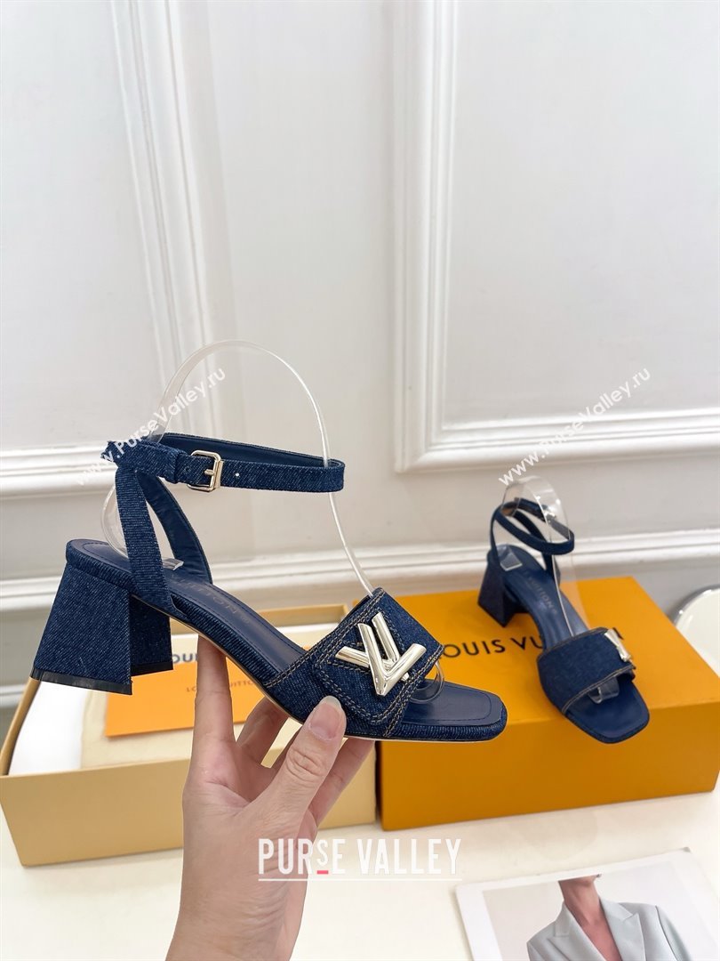 Louis Vuitton Heel 5.5cm blue denim Shake Sandal 1ACHYY 2024 (modeng-240417-01)