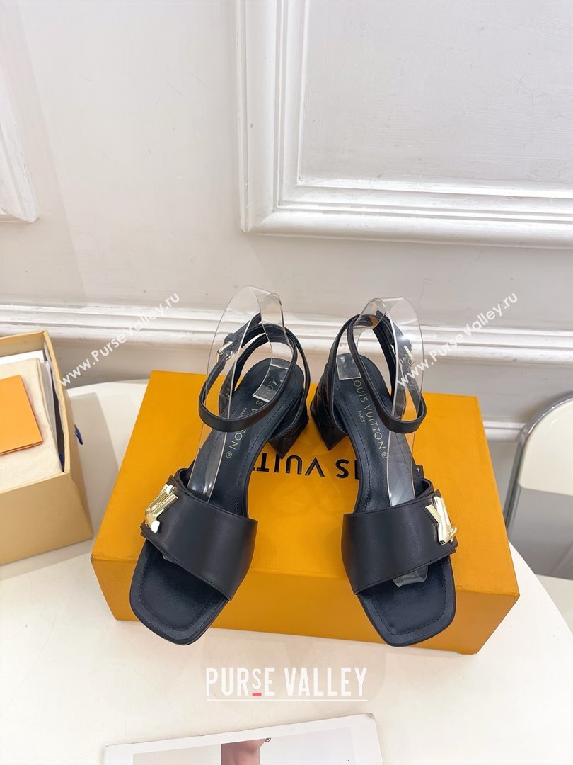 Louis Vuitton Heel 5.5cm black leather Shake Sandal 1ACHYY 2024 (modeng-240417-02)