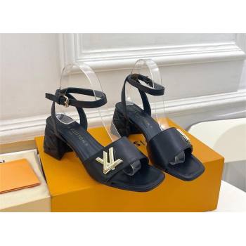 Louis Vuitton Heel 5.5cm black leather Shake Sandal 1ACHYY 2024 (modeng-240417-02)