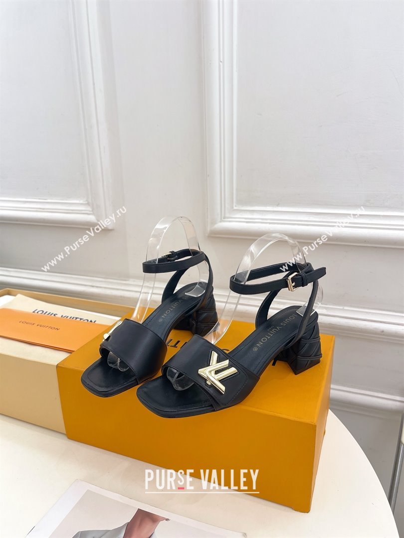 Louis Vuitton Heel 5.5cm black leather Shake Sandal 1ACHYY 2024 (modeng-240417-02)