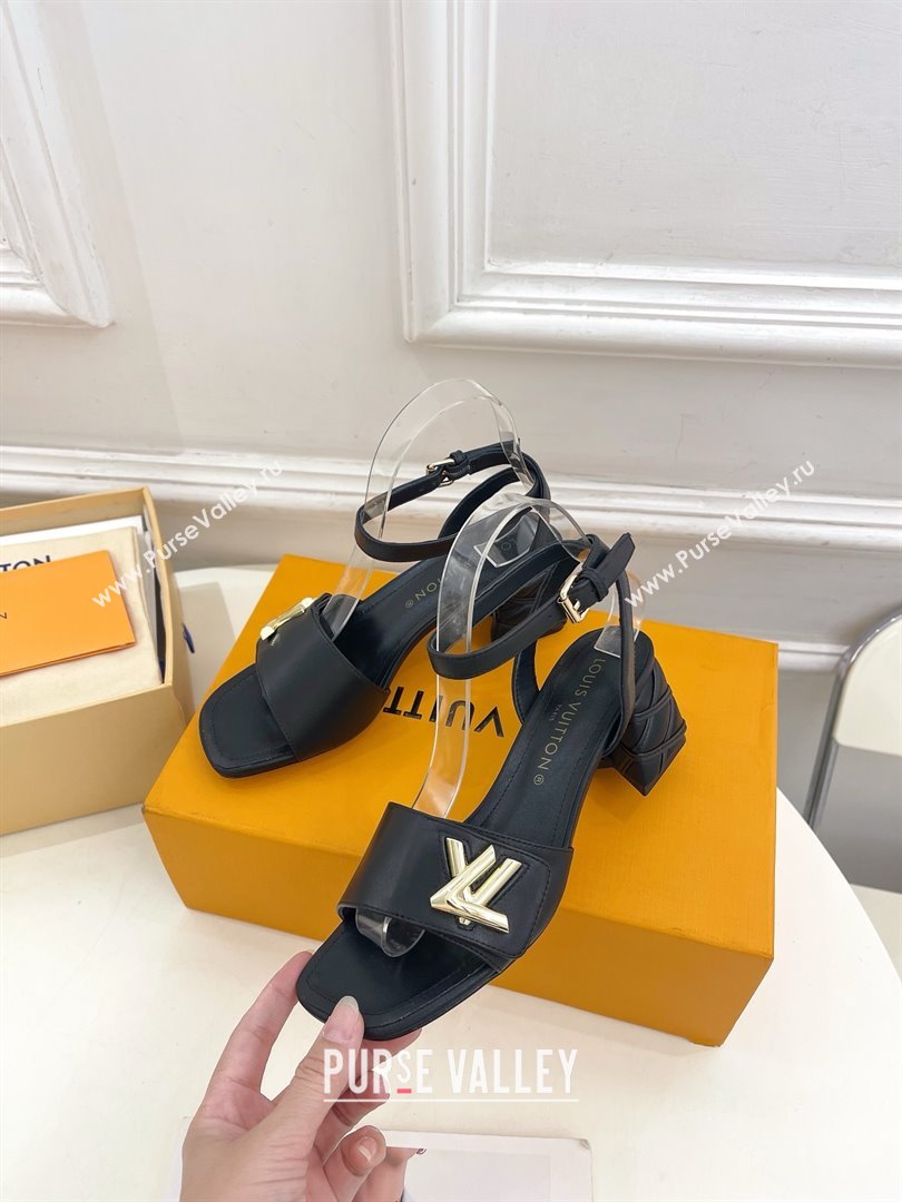 Louis Vuitton Heel 5.5cm black leather Shake Sandal 1ACHYY 2024 (modeng-240417-02)