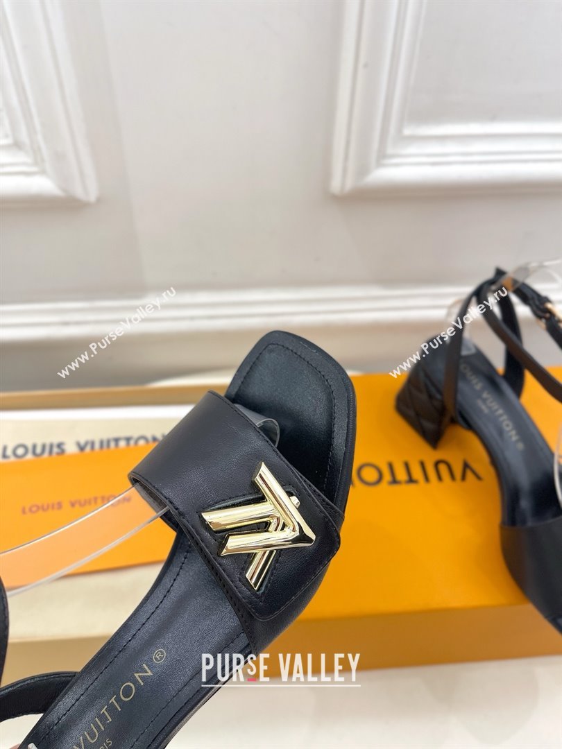 Louis Vuitton Heel 5.5cm black leather Shake Sandal 1ACHYY 2024 (modeng-240417-02)