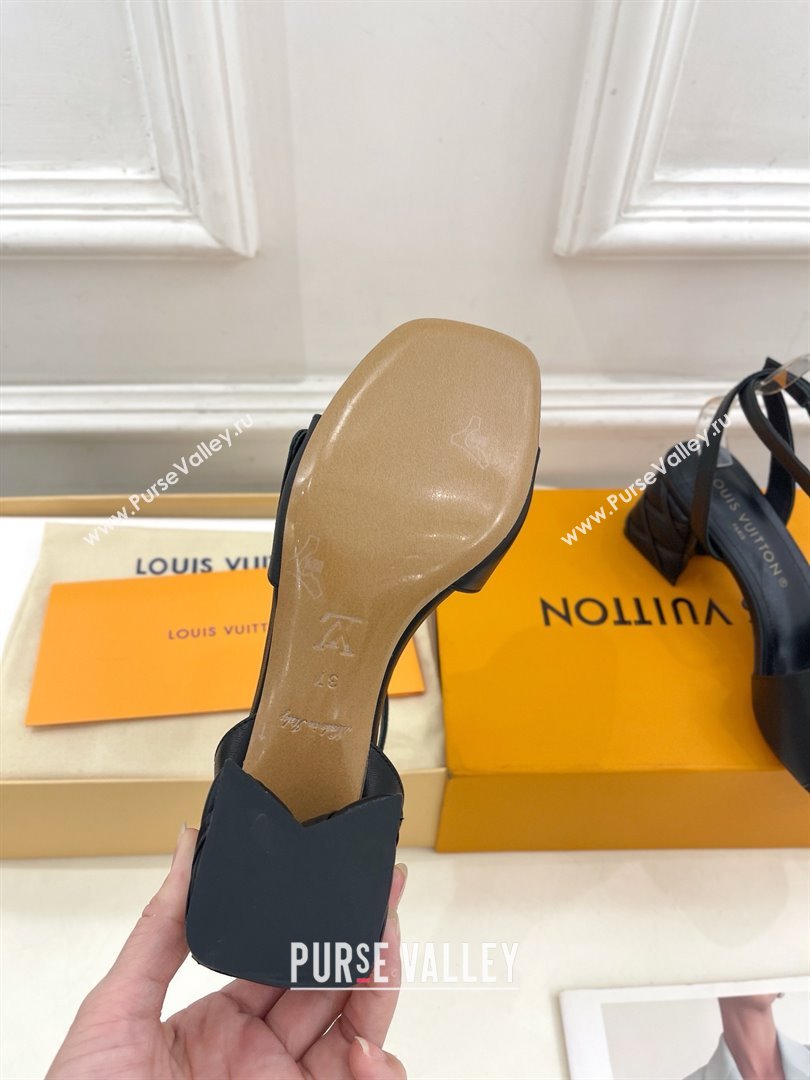 Louis Vuitton Heel 5.5cm black leather Shake Sandal 1ACHYY 2024 (modeng-240417-02)